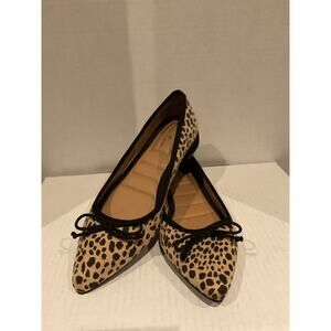 Me Too - Aviana - Sueded Leopard Print Ballet Flats - Beige & Black - size 6M